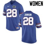 Women's Florida Gators #28 Kylan Johnson NCAA Nike Blue Authentic Stitched College Football Jersey ZBF6662QY